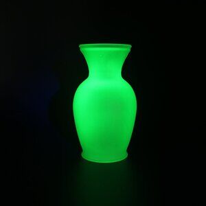Vintage Frosted Green Uranium Glass 7" Vase